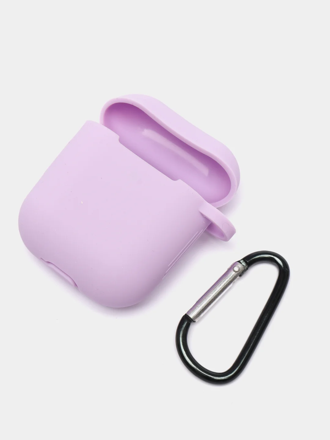 Пурпурный силиконовый чехол для Apple Airpods 1/2 с карабином аирподс