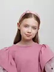 Розовый ободок с бусиной для девочки