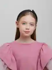 Черный ободок с бусиной для девочки