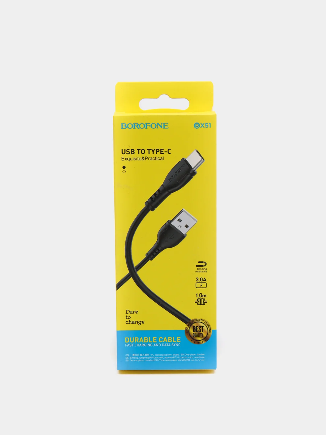 Черный кабель зарядный Borofone BX51 (до 3A, Type-C, MicroUSB, Lightning для Android и iPhone)