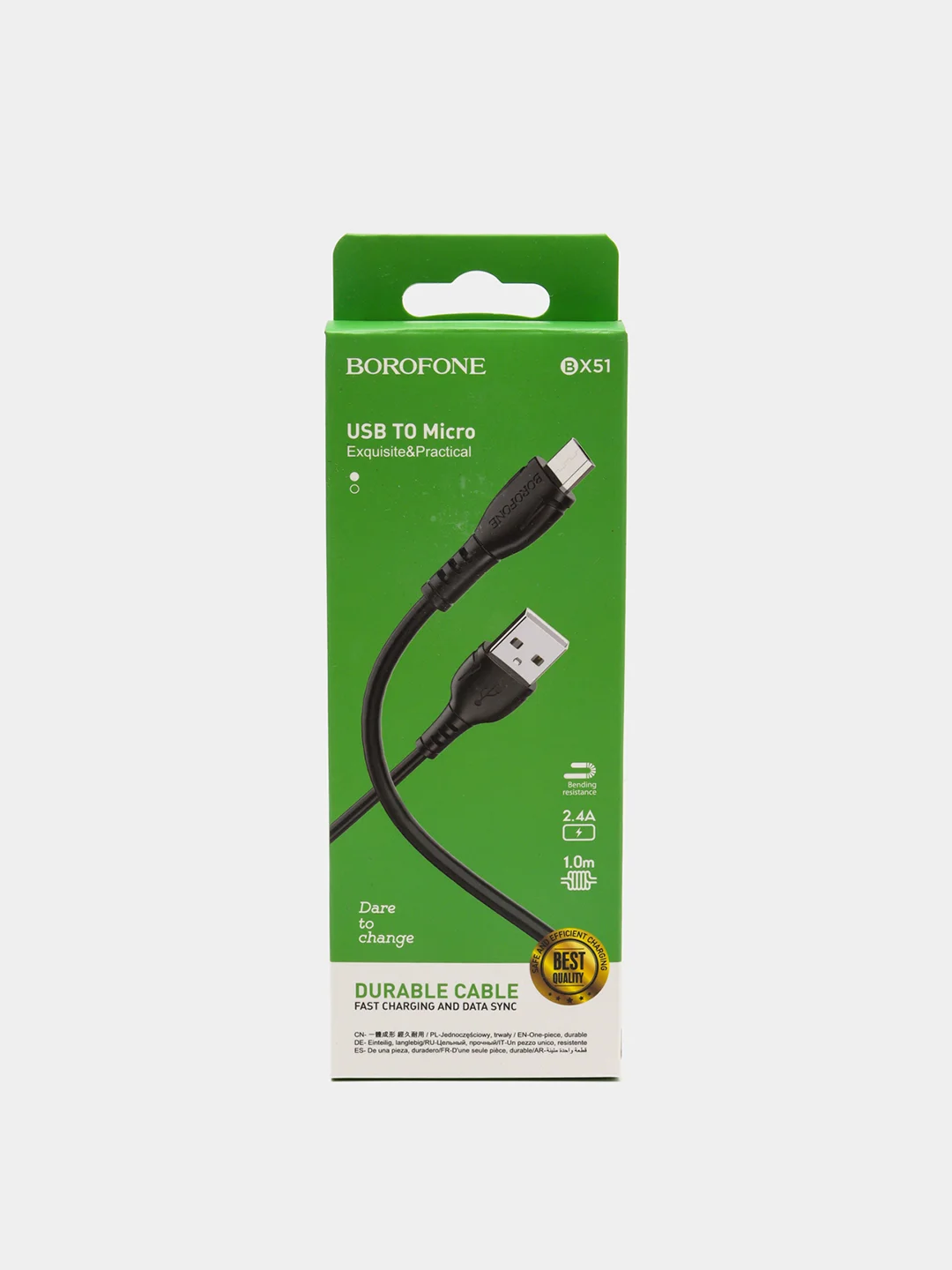Черный кабель зарядный Borofone BX51 (до 3A, Type-C, MicroUSB, Lightning для Android и iPhone)