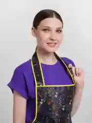 Желтый фартук для кухни с цветным принтом, 90х70 см, подарок на день рождения
