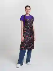 Красный фартук кухонный с двумя карманами