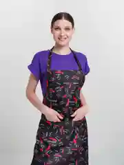 Красный фартук кухонный с двумя карманами
