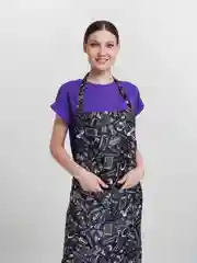 Красный фартук кухонный с двумя карманами