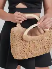 Коричневый соломенная сумка, пляжная сумка