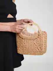 Коричневый соломенная сумка, пляжная сумка