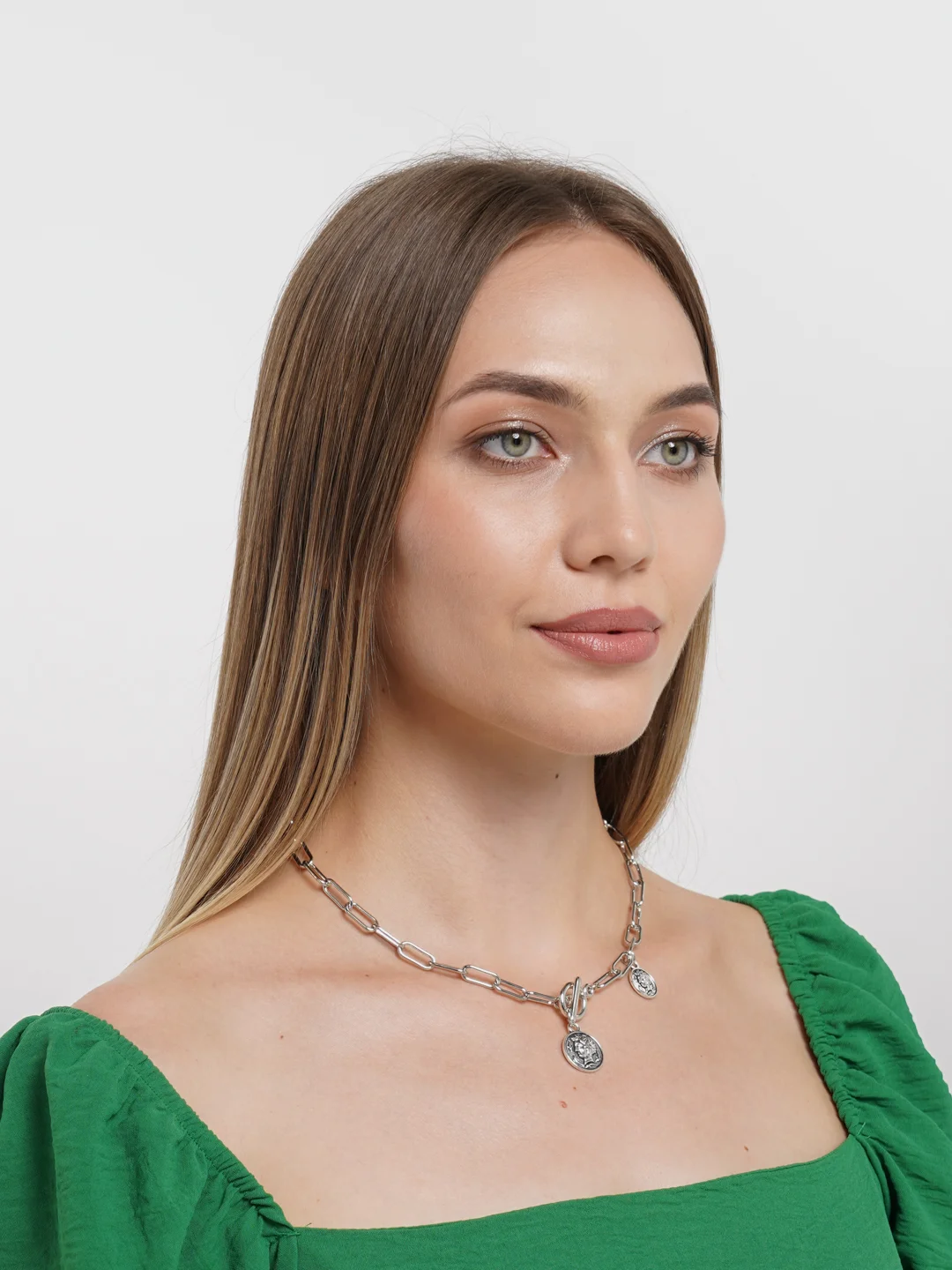 Серебряный цепочка на шею с подвеской