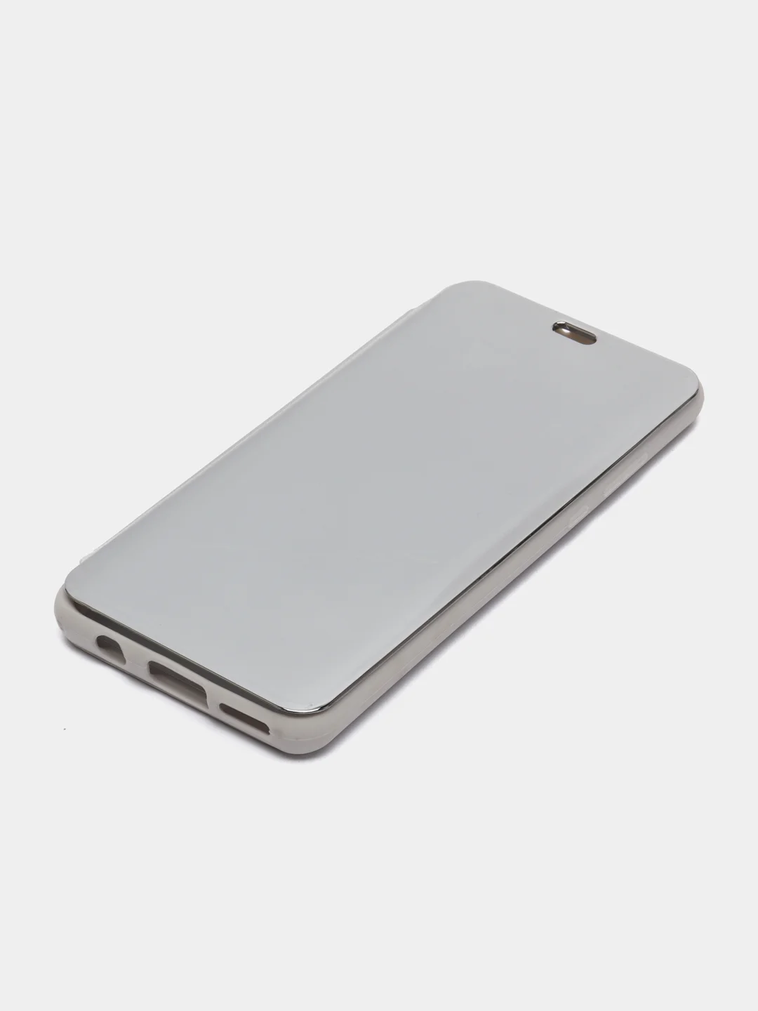 Серебряный чехол-книжка с прозрачным окном Huawei P40/P40 Lite/Y6 2019/P SMART 2021/P30Lite