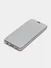 Серебряный чехол-книжка с прозрачным окном Huawei P40/P40 Lite/Y6 2019/P SMART 2021/P30Lite