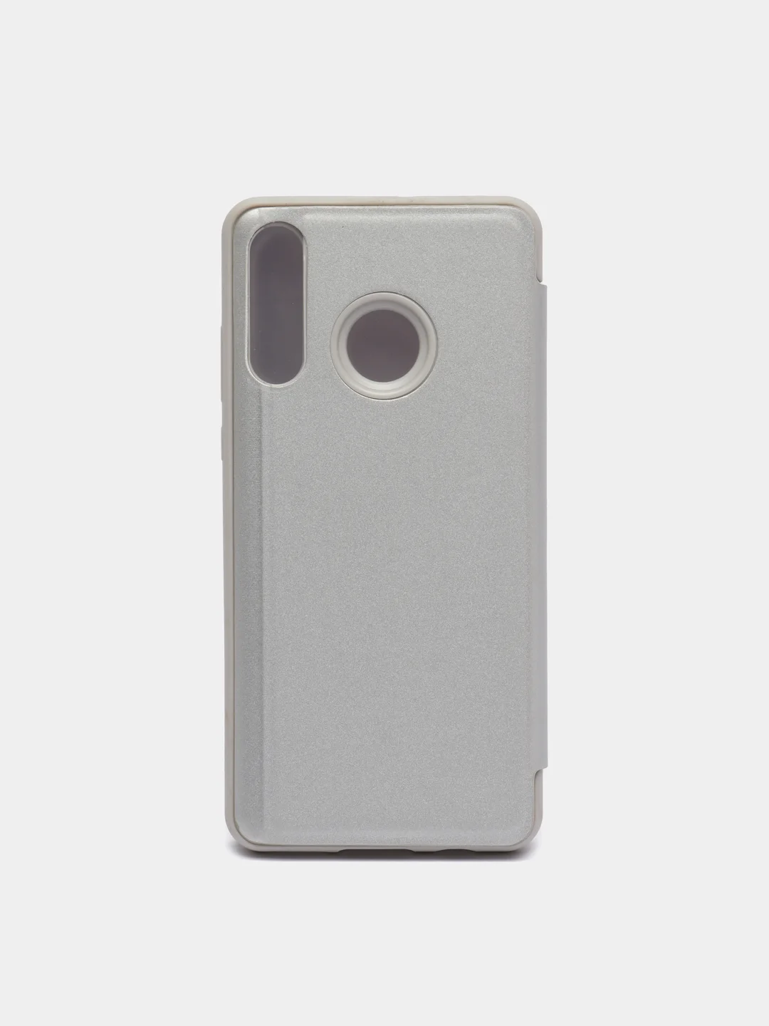 Серебряный чехол-книжка с прозрачным окном Huawei P40/P40 Lite/Y6 2019/P SMART 2021/P30Lite
