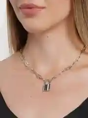 Серебряный цепочка с подвеской-замком