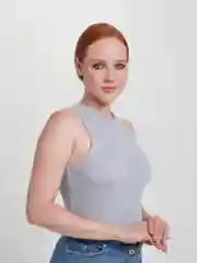 Серый меланж топ женский, майка однотонная