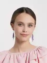Фиолетовый серьги-перья, 6 цветов