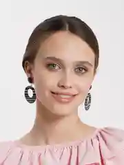 Черный этнические серьги-подвески с узором