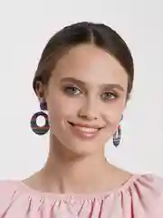 Сиреневый этнические серьги-подвески с узором