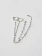 Серебряный кольцо двойное, с цепочкой-браслетом, безразмерное, унисекс, 22+5 см