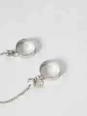 Серебряный двойное кольцо с цепочкой и бабочкой, 17 см