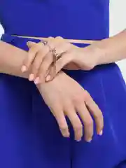 Серебряный двойное кольцо с цепочкой и бабочкой, 17 см