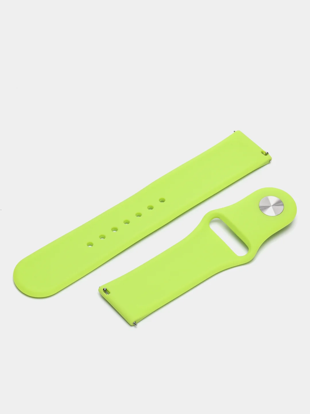 Салатовый ремешок силиконовый с кнопкой для Xiaomi, Amazfit Bip, Samsung, Huawei, 22 мм