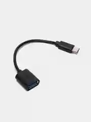 OTG переходник с кабелем USB (мама) - Type-C (папа), черный