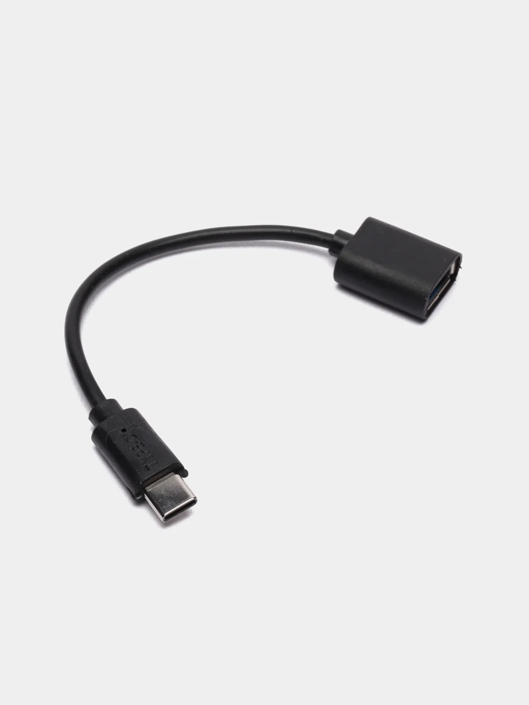 OTG переходник с кабелем USB (мама) - Type-C (папа), черный