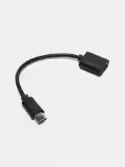 OTG переходник с кабелем USB (мама) - Type-C (папа), черный