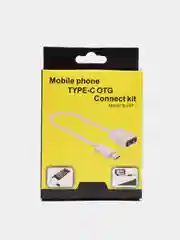 OTG переходник с кабелем USB (мама) - Type-C (папа), черный