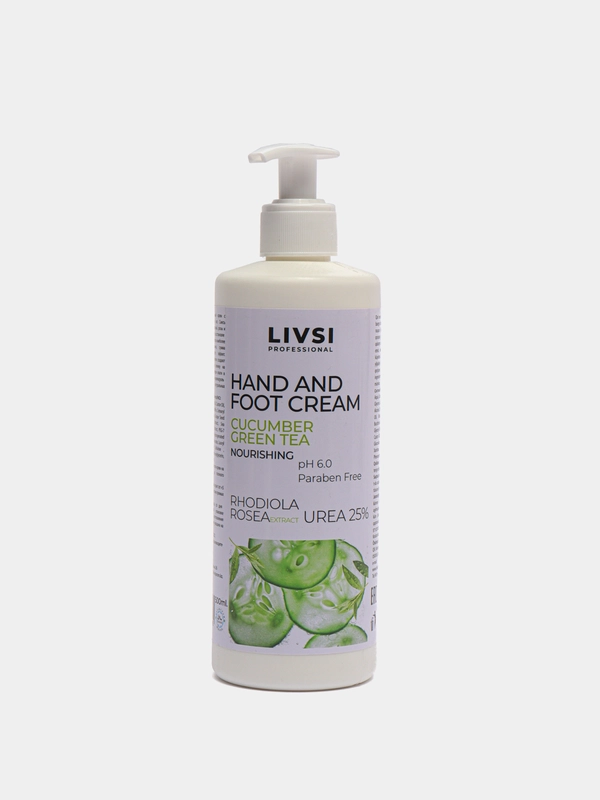 Крем для рук и ног LIVSI PROFESSIONAL Cucumber Green tea, 500 мл