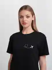 Черный женская футболка с принтом, хлопок