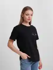 Черный женская футболка с принтом, хлопок