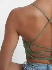 Зеленый топ женский с открытой спиной