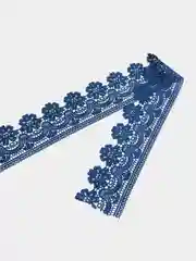 Кружево вязаное для рукоделия, тесьма, 150 см х 9 см, цвет синий