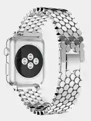 Серебряный ремешок металлический для Apple Watch, 38 / 40 / 42 / 44 / 45 mm, дизайн соты