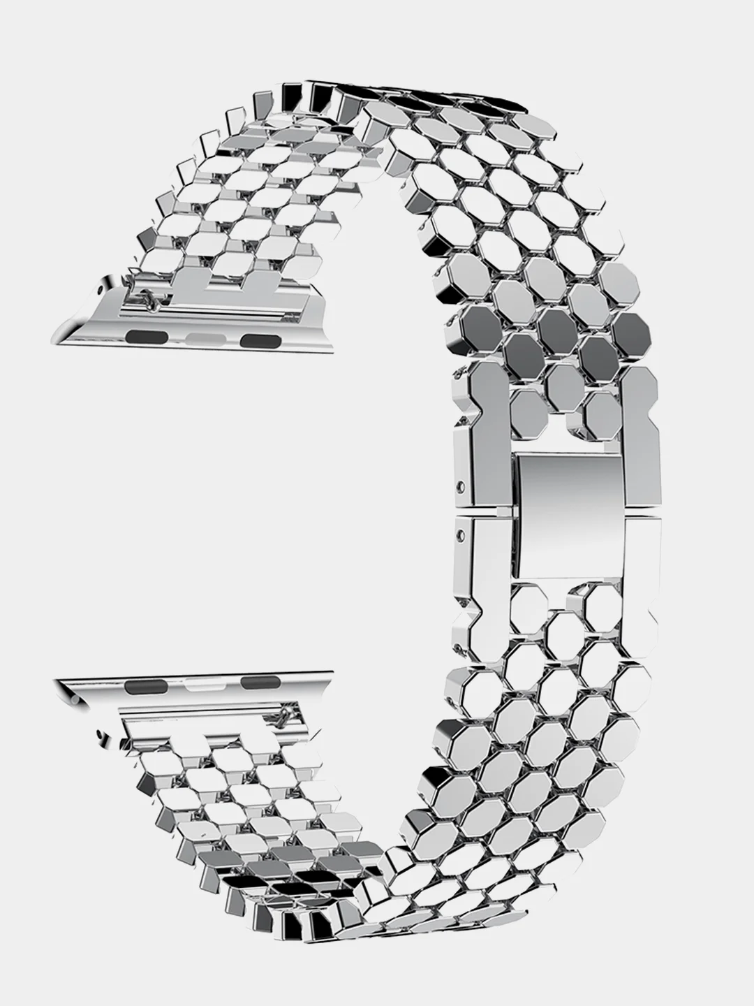 Серебряный ремешок металлический для Apple Watch, 38 / 40 / 42 / 44 / 45 mm, дизайн соты