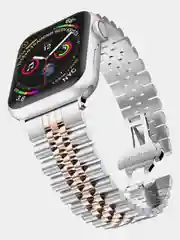 Хром блочный браслет для Apple Watch 7, 6, 5, 4, 3, 2, 1 и SE, стальной