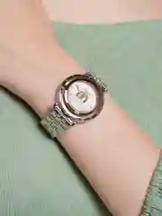 Коралловый меланж женский подарочный набор: наручные часы с браслетом