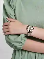 Серебряный женский подарочный набор: наручные часы с браслетом