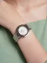 Серебряный женский подарочный набор: наручные часы с браслетом