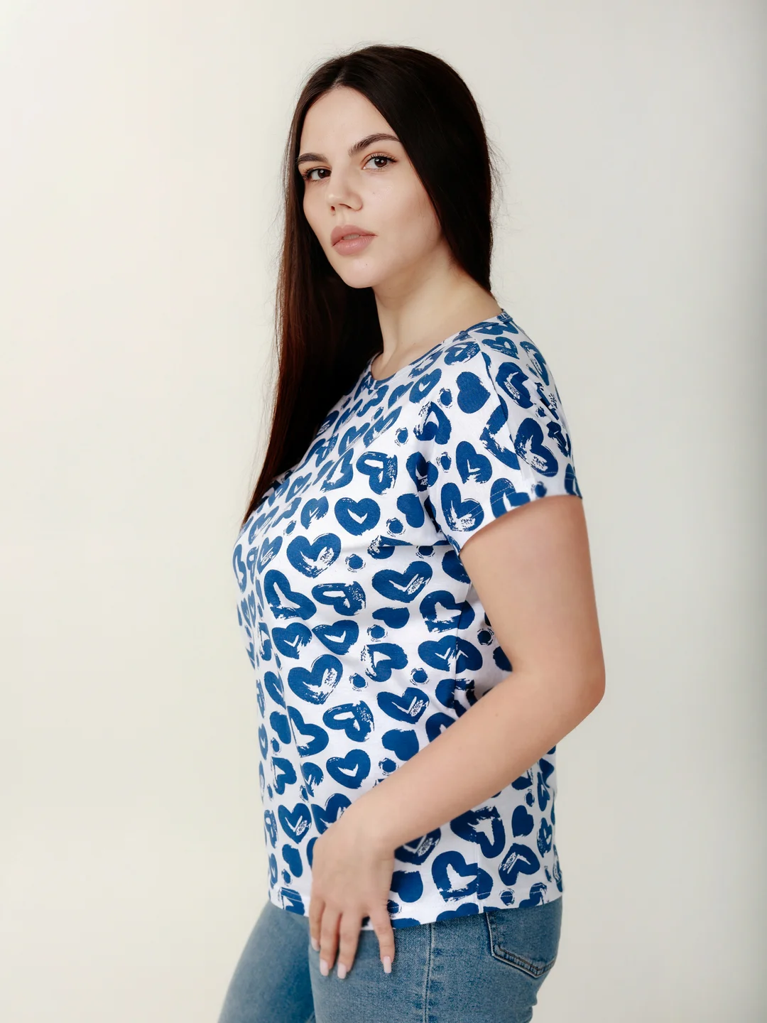 Синий milena21 Футболка женская хлопковая "ЛИДИЯ"