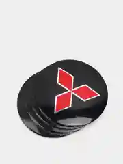 Красный наклейки на диски, колпаки Mitsubishi сферические, изогнутые, 56 мм, 4 штуки