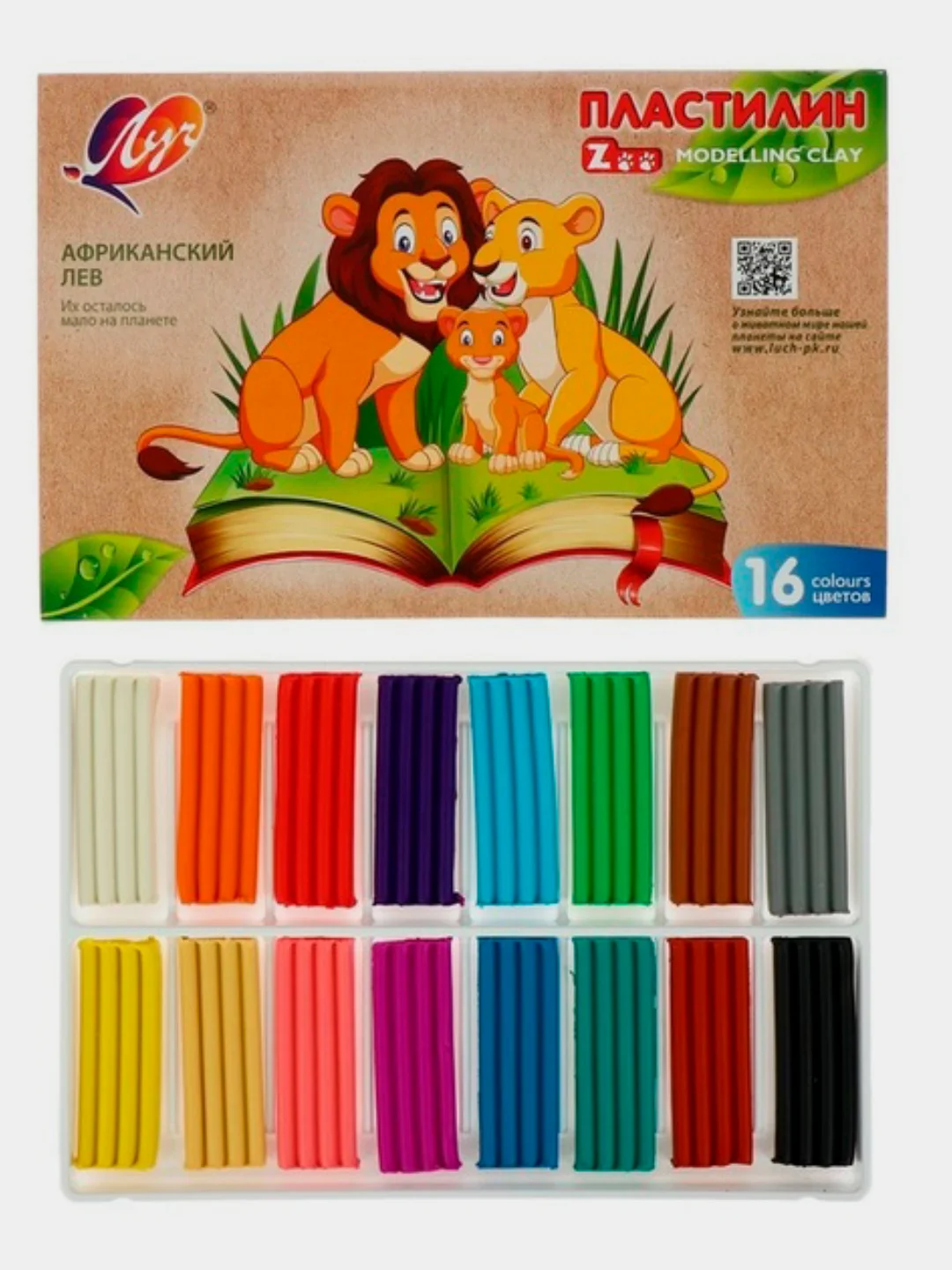 Пластилин Луч ZOO 6цв.(90г), 8цв.(120г), 10цв.(150г), 12цв.(180г), 16цв.(240г), 24цв.(360г