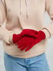 Вишнёвый перчатки сенсорные, теплые