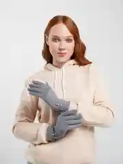 Серый металлик перчатки сенсорные, теплые