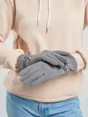 Серый металлик перчатки сенсорные, теплые