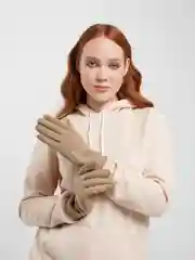 Бежевый перчатки сенсорные, теплые