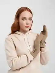 Бежевый перчатки сенсорные, теплые