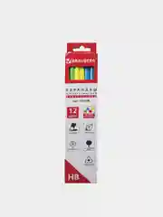Карандаш чернографитный HB с ластиком Brauberg Neon, 12 штук, 880427