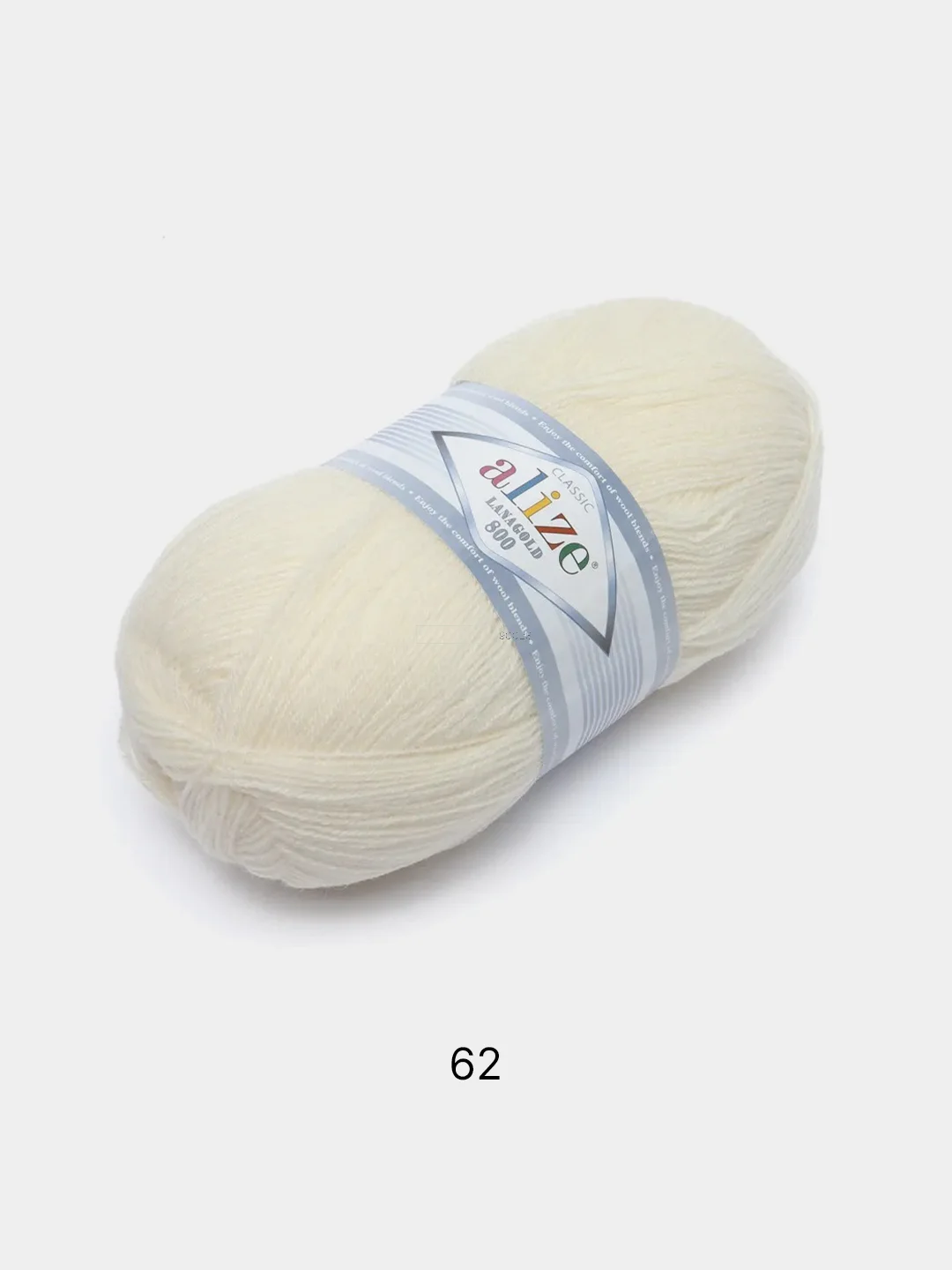 Кремовый пряжа Alize Lanagold 800 Акрил 51% Шерсть 49% 100г 800м
