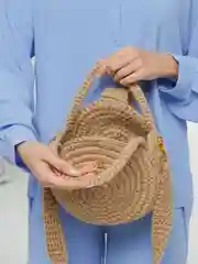Сумка женская круглая из джута, вязаная, плетеная, ручная работа